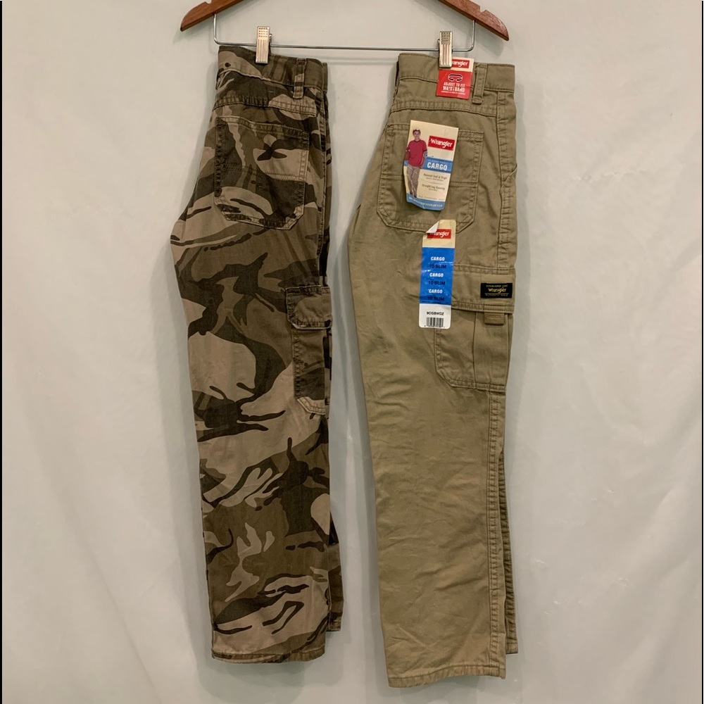 Boys 10 Slim Wrangler Pants Camo Khaki Cargo Lot